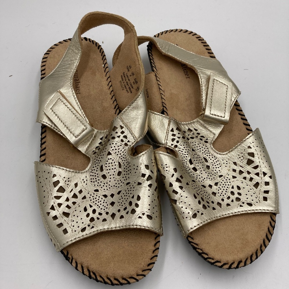 naturaluzer gold leather sandals women’s 10W